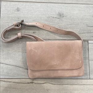 Elegant  Leather Belt Bag- Fog color